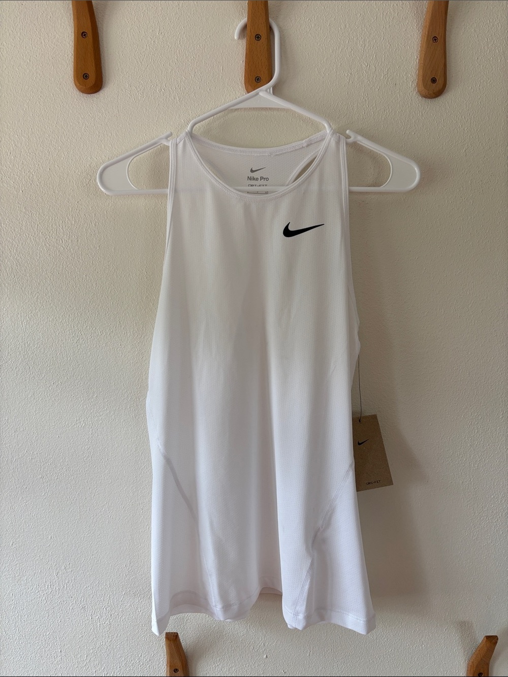 Nike White Athletic Tank with Black Swoosh